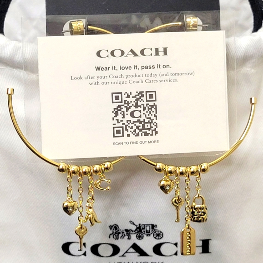 ⚘️Coach Iconic Mix Charms 2" Hoop Earrings - Picture 13 of 13